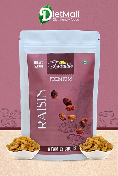 500g, Premium Golden Raisins - Extra Juicy, Healthy, Hand-Sorted Jumbo Indian Kishmish, Packed with